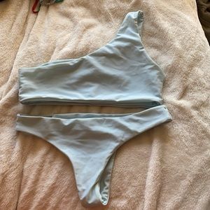 light blue one shoulder bikini!